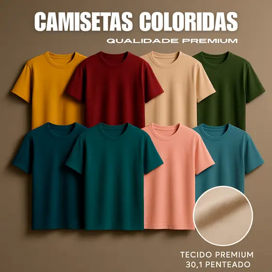 Camisetas Lisas Algodão Fio 30.1 Tecido Premium de Qualidade