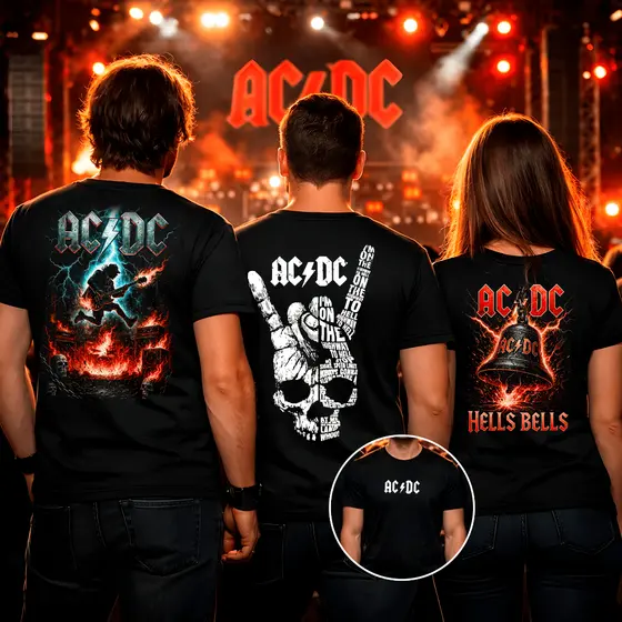 Kit 3 Camisetas de Bandas ACDC - 100% Algodão 30.1