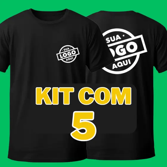 Kit 5 Camisetas Personalizadas com Sua Logo ou Estampa Favorita Algodão 30.1