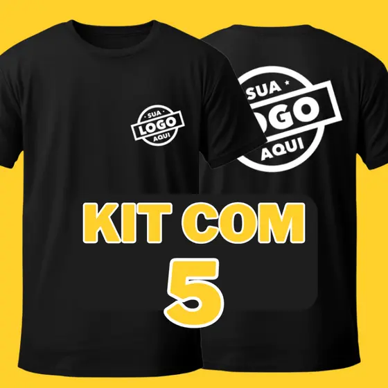 Kit 5 Camisetas Personalizadas com Sua Logo, Marca ou Estampa Favorita