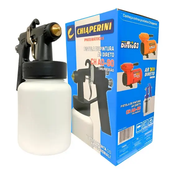 Pistola de Pintura Ar Direto Tipo Pressão Tufão MOD AD90 Chiaperini Sucção Bico 1.3mm Caneca 600ml