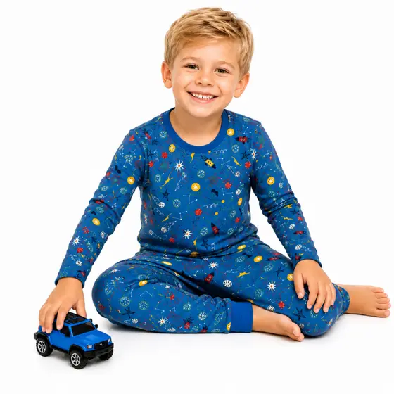 Pijama Inverno Masculino Menino Manga Longa Conjunto de Dormir Suede