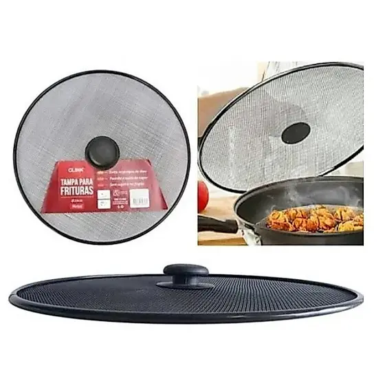 Tampa Tela Protetora para Fritura 29cm Aço Inox