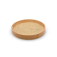Bandeja Em Bambu Redonda Vazada 35cm - Oikos