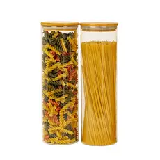Kit 2 Potes Para Mantimentos  de 2l C/ Tampa de Bambu Oikos