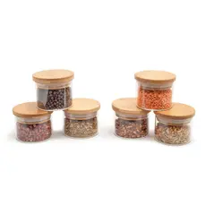 Kit de 6 Potes de Mantimentos de 110ml com Tampa de Bambu - Oikos