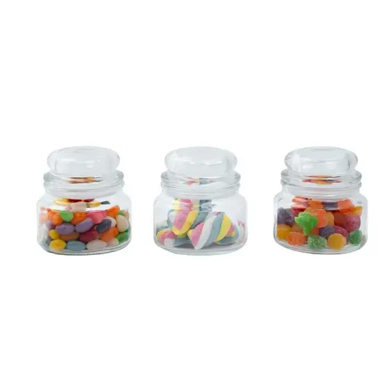 Kit 3 potes de vidro com tampa herméticos redondos 350ml - Mozcada
