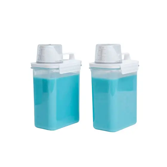 Kit com 2 porta sabão em pó 1,8L com copo dosador e travas - Oikos