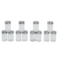 Kit 12 Porta temperos com tampa giratória inox e vidro 90ml - Mozcada