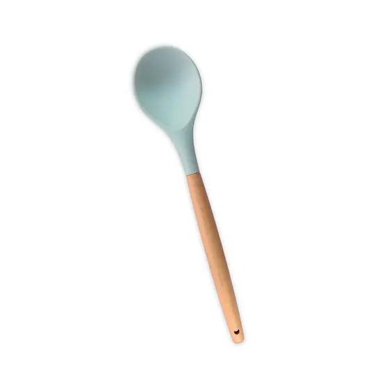 colher de silicone com cabo de madeira resistente para cozinha - oikos