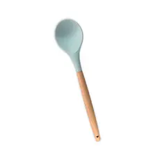 colher de silicone com cabo de madeira resistente para cozinha - oikos
