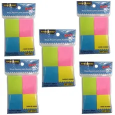 Kit 5 Blocos Adesivo Neon para Anotações 4 cores 2000 Folhas Masterprint