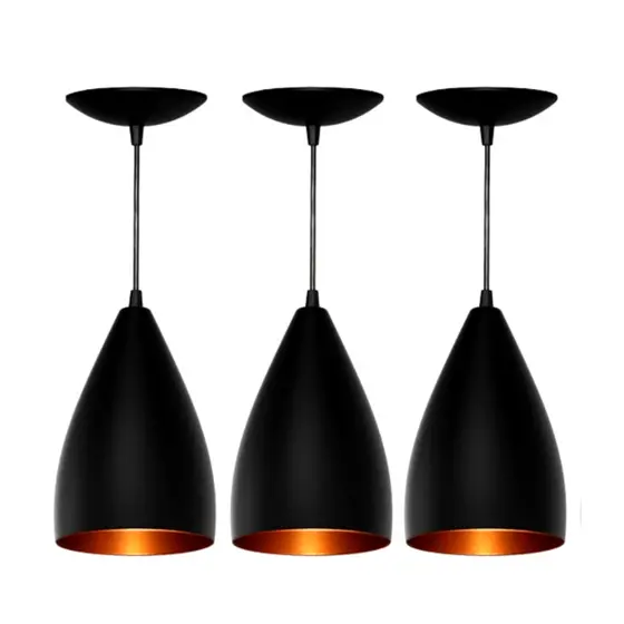 Kit 3 Pendente Luminária Modelo Vegas Lustre em Alumínio para casa Decoração Em Geral  Escritorio