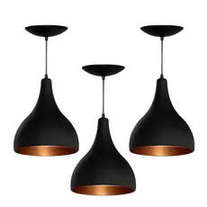 Luminaria pendente de teto kit 3 Gota Cabo De 1,5M Casa Cozinha Quarto Varanda Decoração.