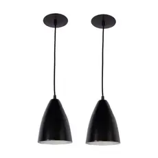 Pendentes Moderno Vegas Kit2 Preto/Branco Cabo 1m Lustre Decorativo Casa Cozinha Sala Jantar Externo