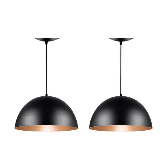 lustre 2 pendente  meia lua luminaria 40 cm estilo bola modelo aluminio mesa bilha bar varanda