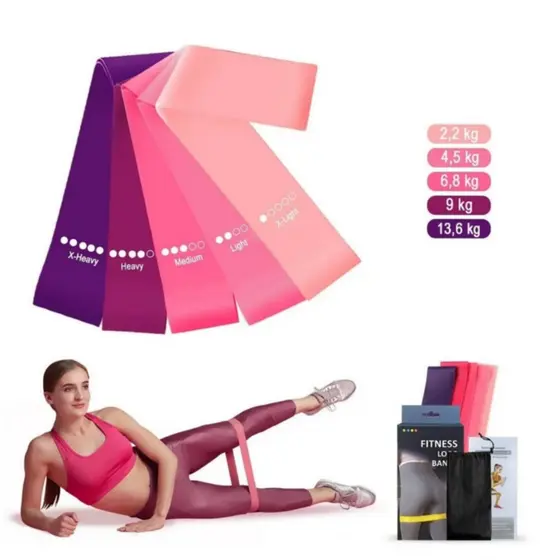 Kit5  Faixa Elástica Fisioterapia Theraband Multifuncional Exercício Extensor