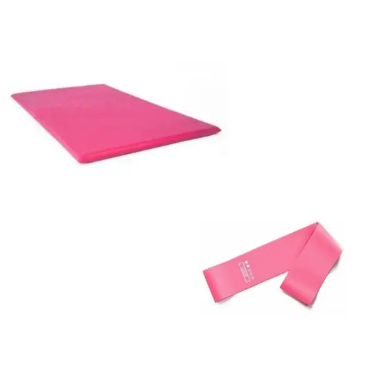 Kit Aeróbico Colchonete Rosa + Elástico Tensão Theraband