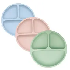 Prato Refeição Silicone livre de BPA Infantil baby Com 3 Divisórias Ventosa Bebê