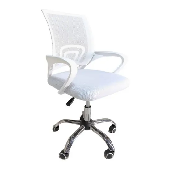 Cadeira Escritório Giratória Atendimento Mesh Branca Base Cromada Home Office Regulagem Altura Secretário Call Center