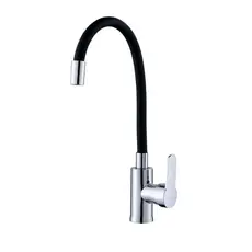 Torneira Cozinha Flexível Bancada Slim Quente Fria Monocomando Cromo e Preto Emborrachada
