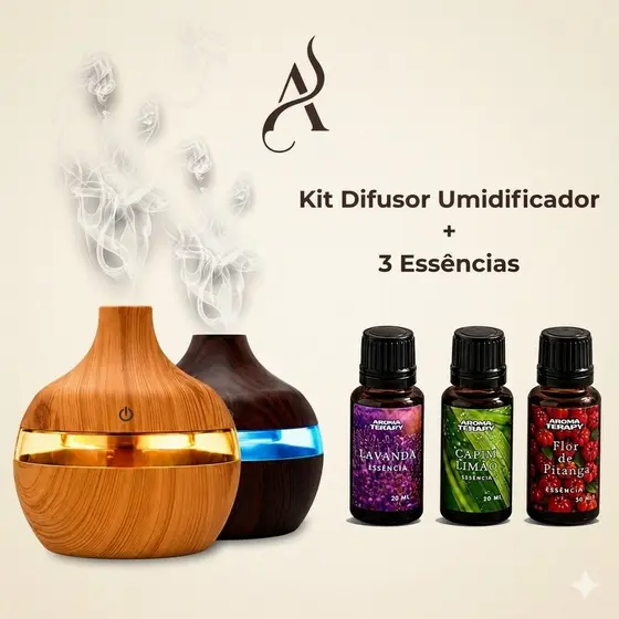 Umidificador Difusor De Ar +3 Essências Aromatizador De Ambiente Eletrico Umidificador Usb Com Led