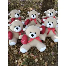 kit de 6 ursinho de pelúcia com laço e coração para o dia dos namorados