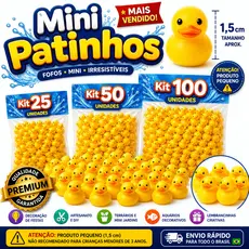 Mini Patinhos 3D 1,5cm Decorativos Kits 25/50/100/150/200 Unidades