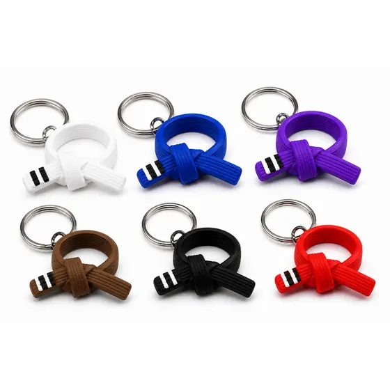 Chaveiro Faixa Jiu Jitsu BJJ Miniatura Realista – Branca Azul Roxa Marrom Preta Vermelha