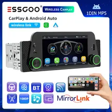 （Do São Paulo) ESSGOO Sem Fio Carplay & Android Auto 5 Polegadas1 Din universal Car Stereo Rádio MP5 Bluetooth Player