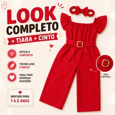 Macaquinho Feminino Infantil com Tiara Roupa de Menina Macacão Bebê Menina - (Veste 1 a 2 anos)