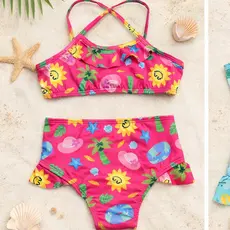 Biquini com Babadinho Premium Infantil Estampado com forro - Biquíni (Tamanho 2 a 8 anos) PREMIUM