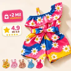Macaquinho Infantil feminino Menina estampado com Tiara (1 a 3 anos)