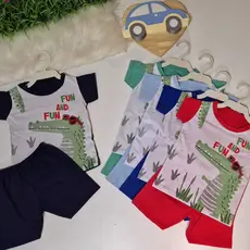 3 a 6 meses - Conjunto Masculino de Camiseta e Short para Bebê / Meninos