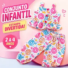 Conjunto Blogueirinha Feminino Menina Liso e Estampado | 2 Peças | Moda infantil | 2 a 4 anos!