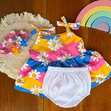 (6 meses a 1 ano) Kit Batinha, Tiara e calcinha tapa fralda!
