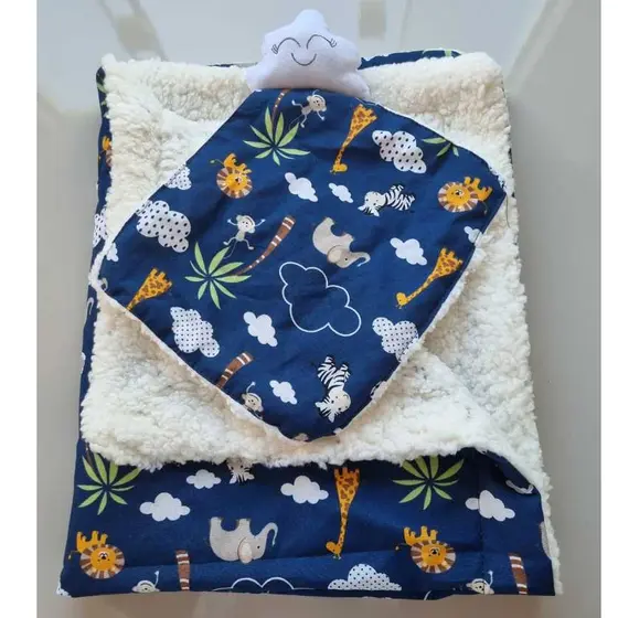 Kit Coleção safari manta cobertor para bebe + 1 naninha