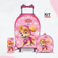Kit mochila escolar Skye patrulha Canina com lancheira e Estojo - com Rodinhas - Menina-Feminino