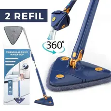 Esfregão Mop Triangulo Ajustável Giratório 360° Multiuso 2 Refil Rodo de Limpeza