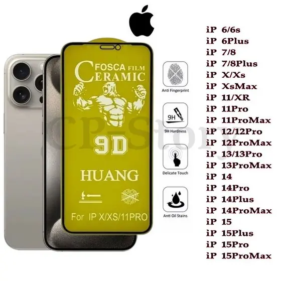 Película Fosca Cerâmica Flexível 9D Hidrogel Todos os modelos iPhone 6 7 8 X XR 11 12 13 14 PROMAX 15 16 16PRO 16PROMAX