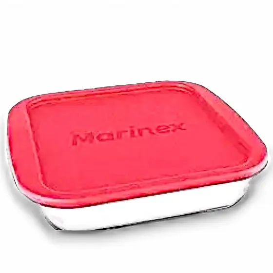 Assadeira Travessa Lassanheira de vidro Marinex Com Tampa 1.1 litros Forno Airfray Micro-ondas