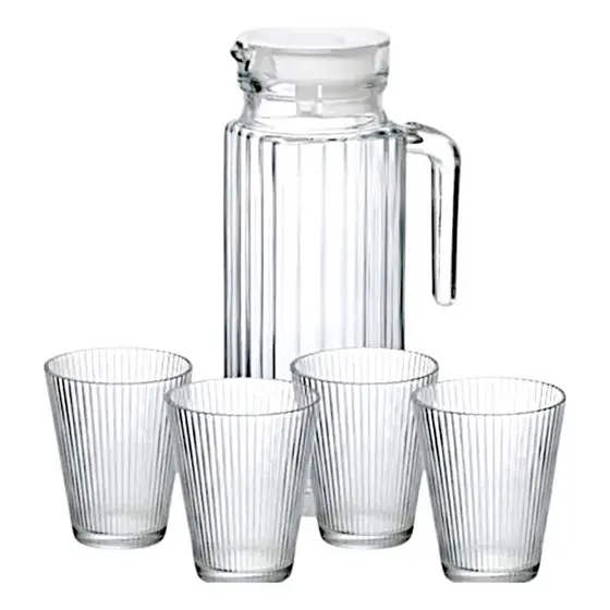 Conjunto Jarra De Vidro Mais 4 Copos De 240ml