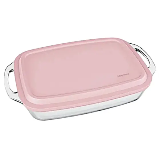 Assadeira Travessa de vidro com tampa Lasanheira Marinex 3.5 litro Retangular
