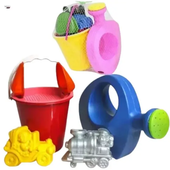 Kit Baldinho de Praia Infantil Brinquedo Balde Carrinho de 4 a 7 Peças