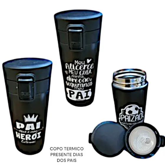 Copo térmico termolar  380ml Personalizada café chá com tampa presente dia dos Pais