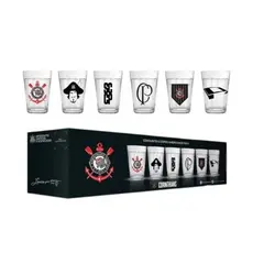 Copo De Vidro Americano Corinthians Oficial Conjunto Com 6 unidades