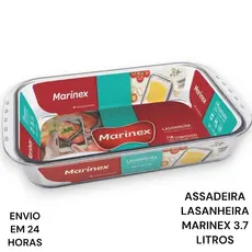 Assadeira Travessa lasanheira de vidro Marinex 3.7 litros Forno Airfray Micro-ondas