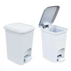 Lixeira 7L Com Pedal Design Rattan Tampa Resistente Banheiro Escritório Cozinha 1 OU 2 UNIDADES