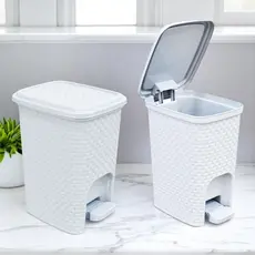 Lixeira 7L Pedal Com Tampa Rattan Ideal Para Banheiro Cozinha Escritório Casa