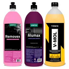 Kit Alumax E Removex Desingraxante Automovel + V-mol Vonixx